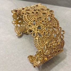 Gold tone filigree cuff bracelet